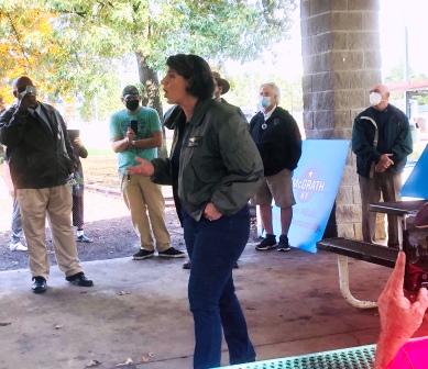 McGrath on a barnstorming campaign flying herself across Kentucky