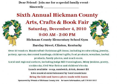 Hickman County Arts Fair set for December 4th