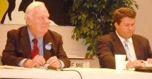 Hubbard and Humphries answer questions from Farm Bureau