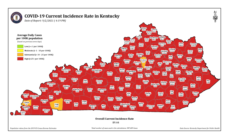 Covid surging back in Kentucky: as of 9/2/21