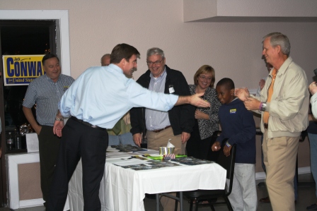 Conway greets supporters