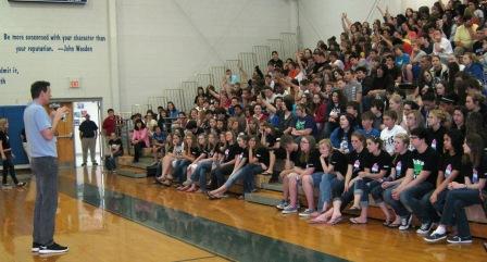 Patrick Carman talks to 8th graders