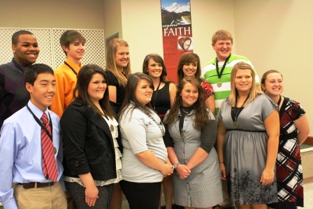 back row: Treylan Gray, Ty Ellegood, Alison Burpo, Caity Kyle, Nicole Lynch, Cody Whitlock, front row: Alex Richards, Kelsey Gargus, Emily Mulcahy, Shelby Stewart, Mackenzie Ward, Kelsey Grubbs