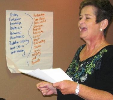 Beverly Hopkins explains program at fall orientation